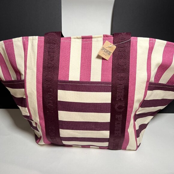 PINK Victoria's Secret Handbags - Victoria Secret Pink Weekender Tote Bag Logo Beach Gym Pool Travel Bag Zipper